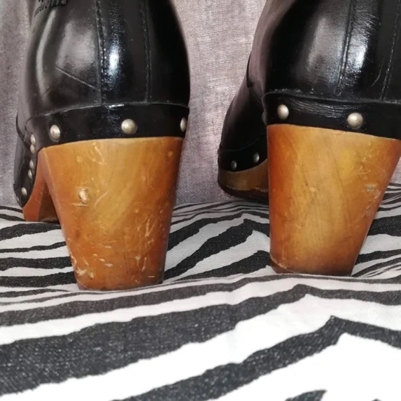 UGG boots leather wooden heels shearling fold-down‎ "Lynnea" US 6 - Picture 5 of 6